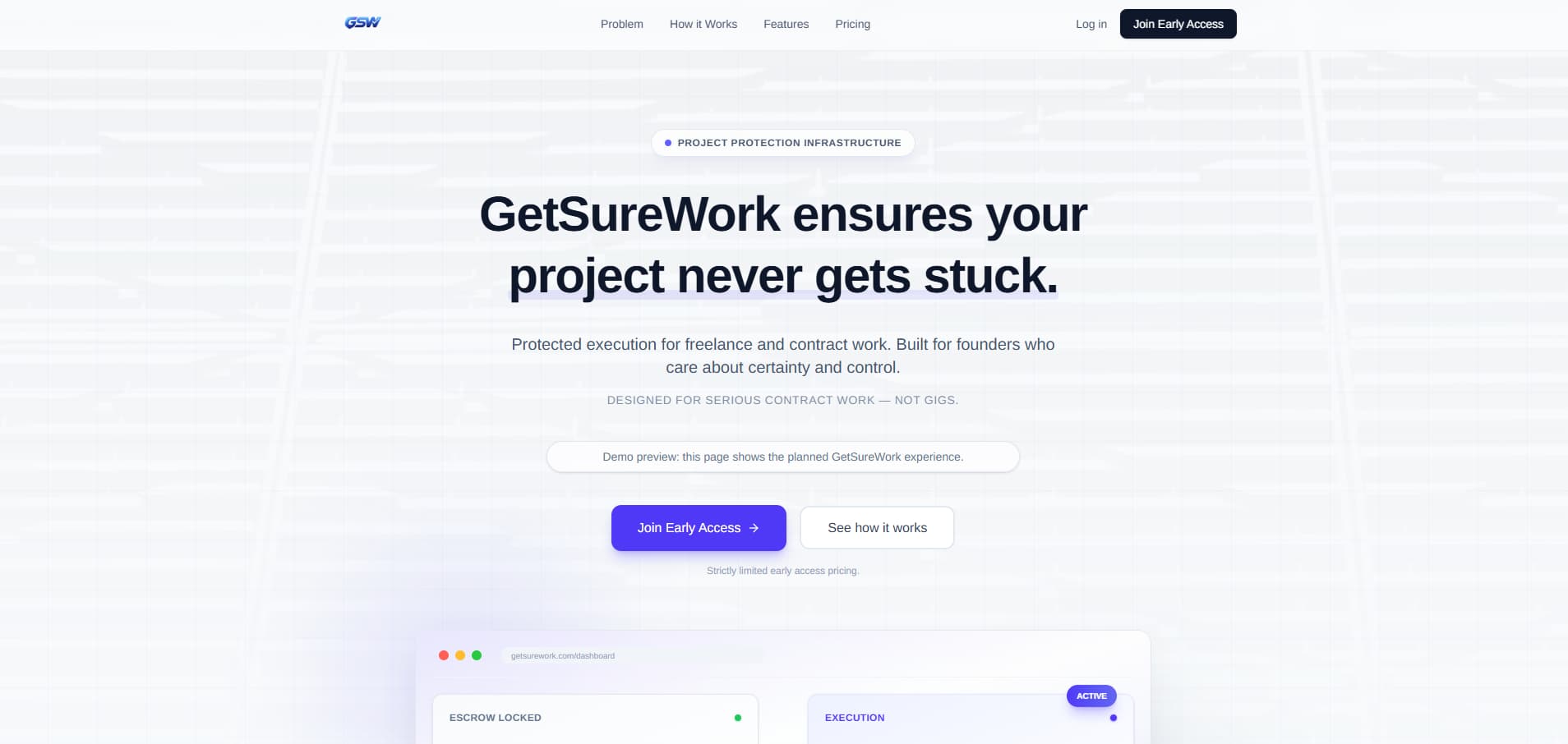 GetSureWork project protection infrastructure landing page hero