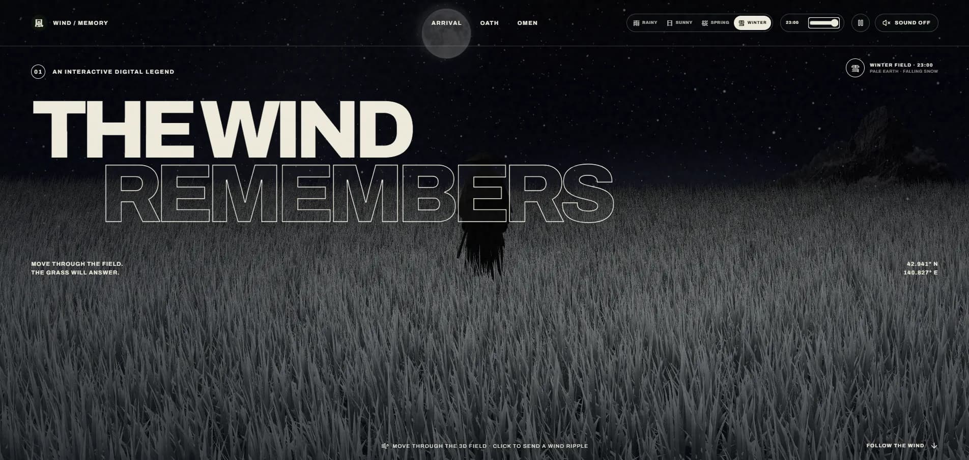 The Wind Remembers cinematic brand website hero